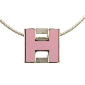 Hermes Necklace Cage d'H Metal Pink Silver Hardware H Cube Accessories